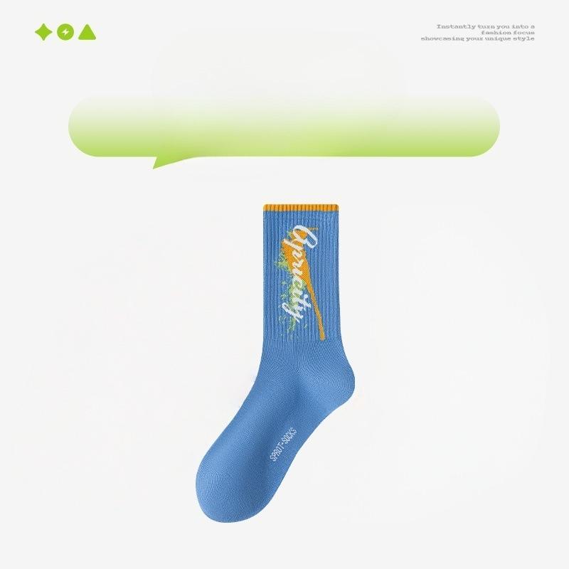 

Male Spring Autumn Fashion New Student Sports Basketball Tube Cotton Socks 1 pair темно-синий