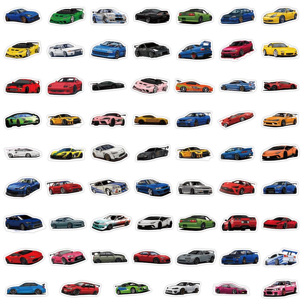 10/30/60pcs Retrofit Racing Car Graffiti Stickers Waterproof Decals DIY Luggage Scrapbook Suitcase Cool Cartoon Sticker Pack