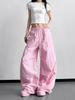Women's Pink High-Waisted Wide-Leg Pleated Pants - Spring/Autumn 2026 Loose Fit Casual Style