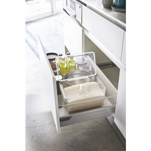 Yamazaki Rice Container, Airtight, Under-Sink Rice Container, 5kg Capacity, Plate, Measuring Cup Included, Clear, 3379