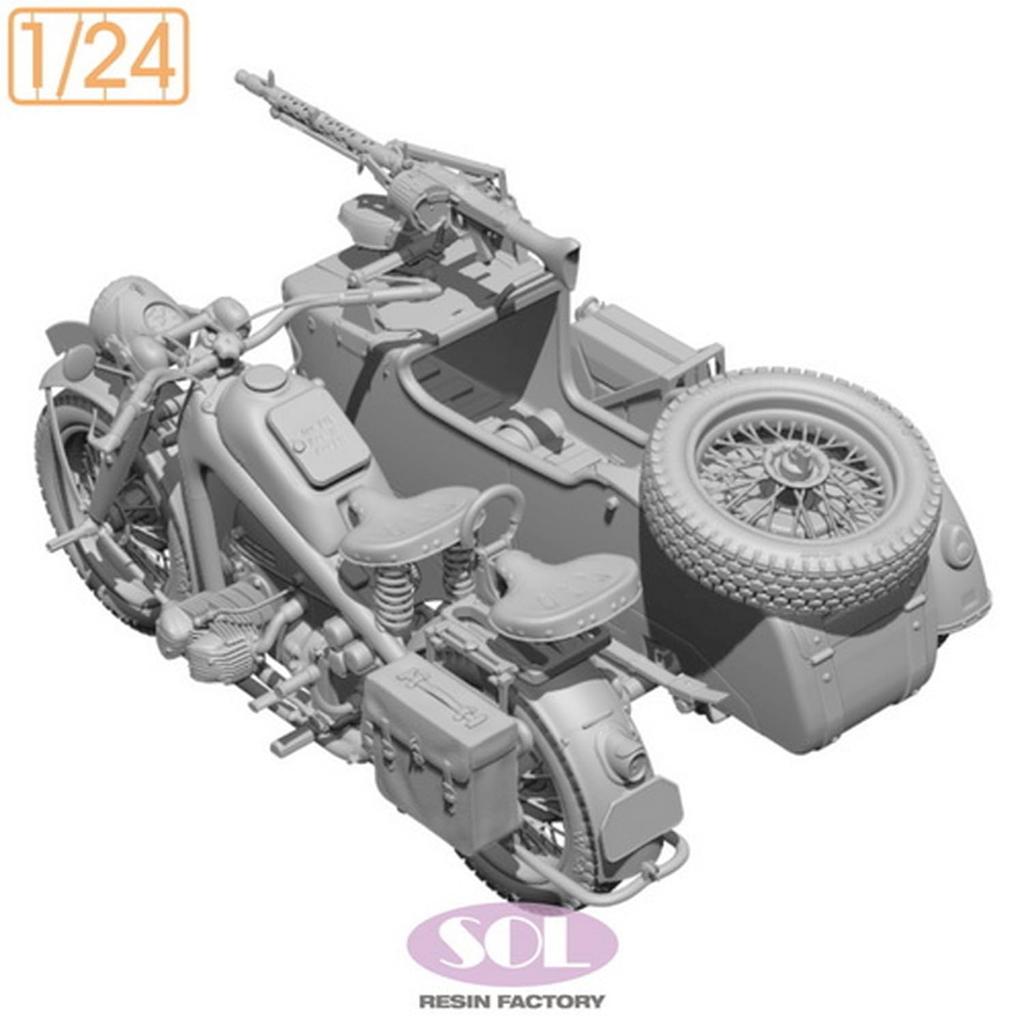 Sol Model 1/24 WWII German KS750 Military Sidecar 3D Printer Kit MM904 (Motorcycle)