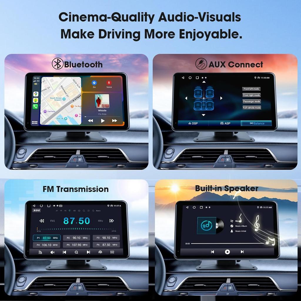 7' Wireless CarPlay & Android Auto Car Stereo with Backup Camera, HD Touch Screen, GPS, Voice Control - Universal Fit