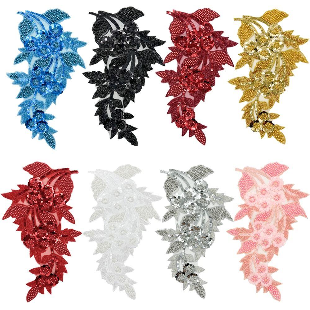 Fashion 3D Sequin Flower Patches Handmade Embroidery Embroidered Patches DIY Handwork Patches Wedding Dress