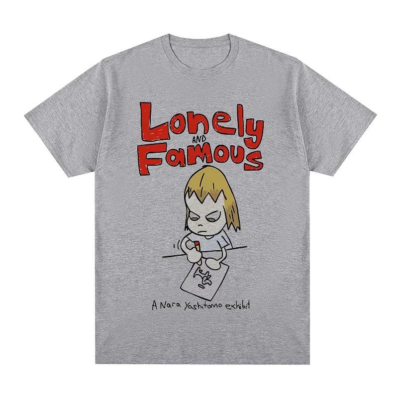 Yoshitomo Nara lonely and famous T-shirt Cotton S серый