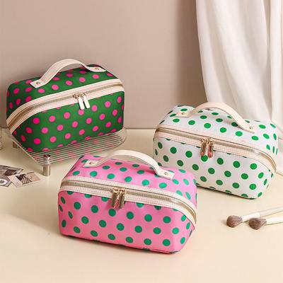 Vintage Striped Makeup Bag Zipper Travel Cosmetic Case Women's Cosmetic Bag  Makeup Accessory