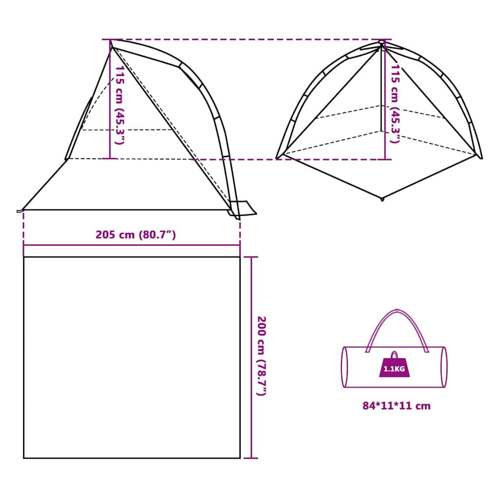 Beach Tent Gray Quick Release Waterproof