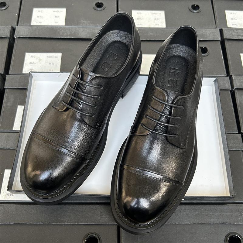 Three-Joint Leather Shoes Men'S Business Dress Leather Breathable Work Shoes Groom Wedding Shoes Men'S Leather Shoes Thick Soles Increase