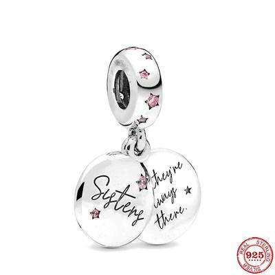 New Original Silver Color Sister Dangle Diy Bead Charm Fit European Fashion Charms Bracelet Bangles Diy Jewelry P351