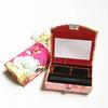 Gold Brocade Double Lipstick Case with Mirror and Jewelry Storage Box