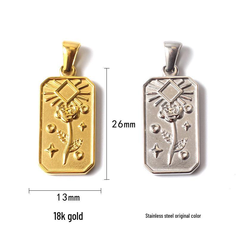 Gold-Plated Retro Sunflower Stainless Steel Necklace Pendant Steel