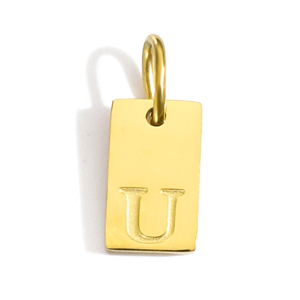 Gold-Plated Alphabet Pendant Accessories – 26 English Letters Stainless Steel for DIY Jewelry