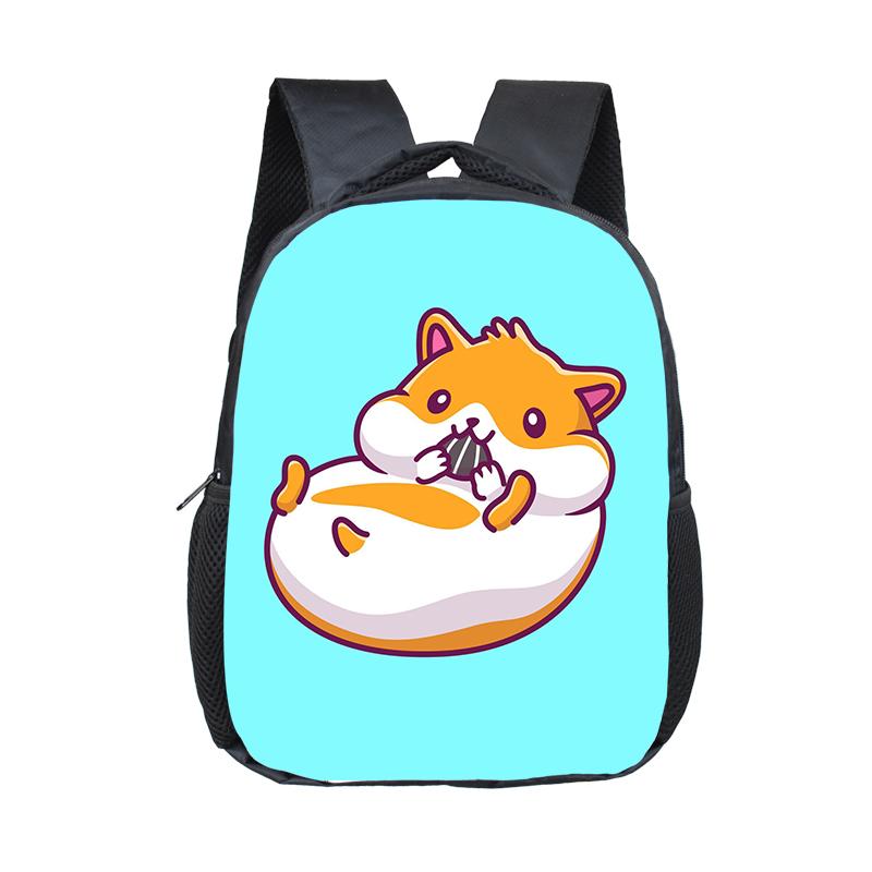 Cartoon Hamster / Pet Guinea Pig Print Backpack  Kids Schoolbags Boy Girl Kindergarten Baby Toddler Bookbag