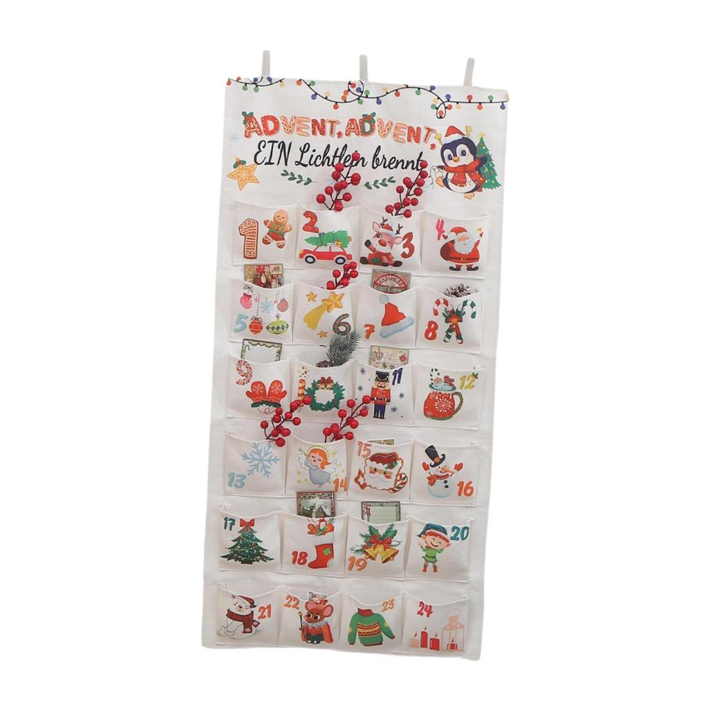 Christmas Advent Calendar Hanging Advent Calendar 24 Pockets Empty Fillable Advent Calendar for Holiday Door Wall Office Bedroom