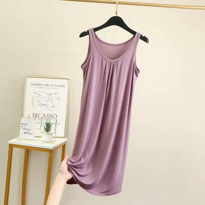 Customer ironing, summer women's new vest skirt, thin round neck sleeveless bottoming skirt, A-word dress, nightdress