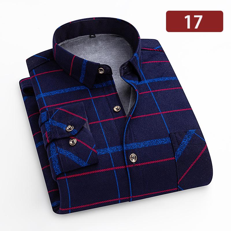 Camicia a quadri con pile double-face a maniche lunghe da uomo per autunno e inverno