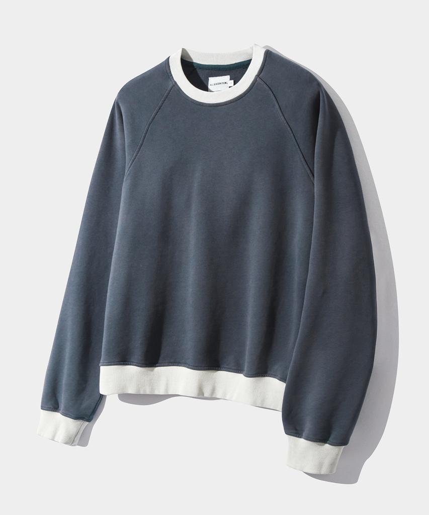 Dimiteulibeullaeg Asi Pigment Color Block Fade Ringer Sweatshirt_Navy