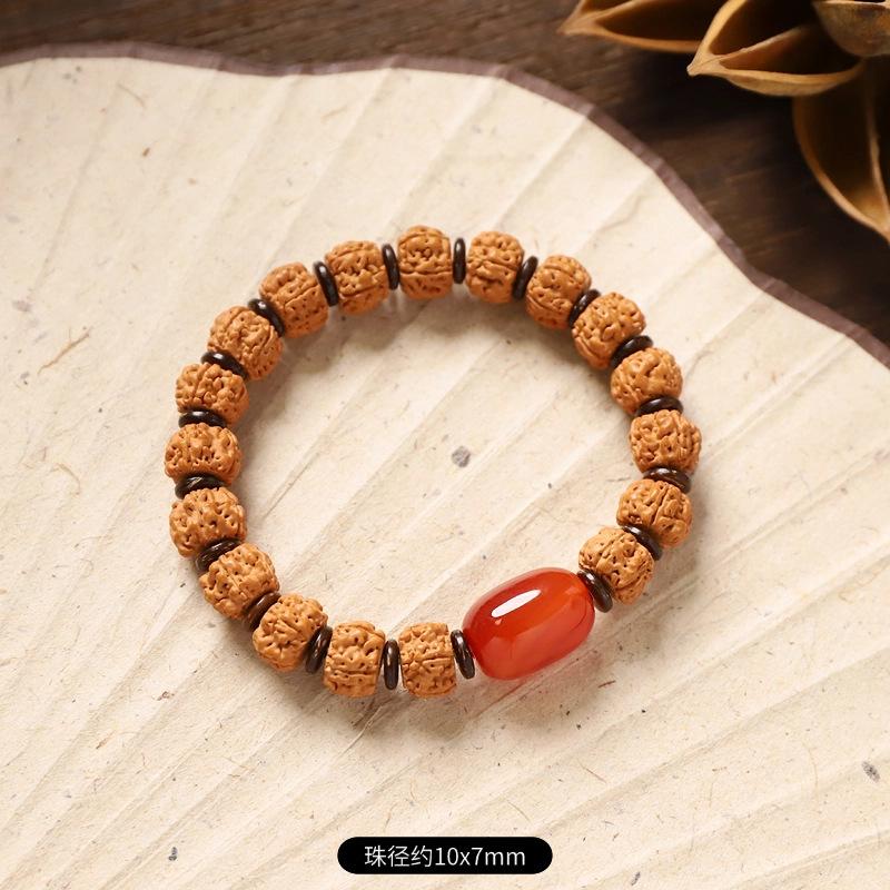 

Tibetan Little Diamond Bodhi Child Dzi Bead Agate Bracelet Men s and Women s Walnut Original Seed Wenwan Buddha Bead Single Circle Play Bracelet