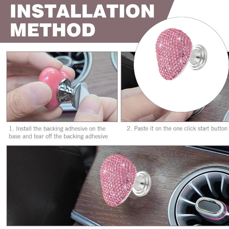 Car Push Start Button Heart Shape Engine Start Buttons Cover Automotive Decorative lgnition Switches Rocker Lever