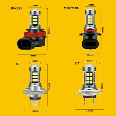 2pcs H8 H11 LED Car Fog Lamp H7 9005 HB3 9006 HB4 H9 H8 Bulbs Auto Anti Fog Lamps Car Driving Running Light DRL 12V