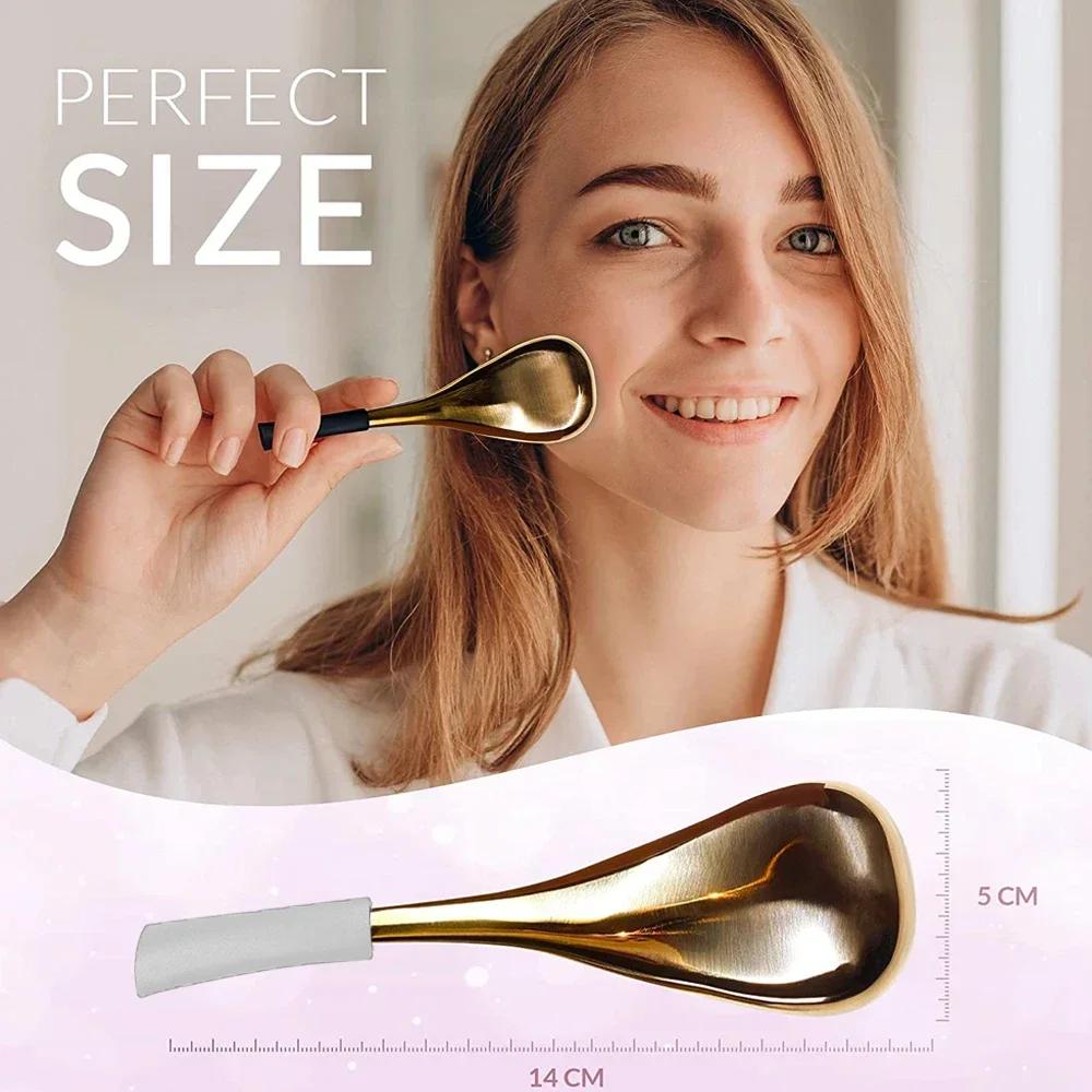 Globes de Glace pour le Visage 2 Pièces Bâtonnets Cryo Or Rose de Luxe Rouleau pour le Visage Soulagement Chaud et Froid Outils de Massage Facial Beauté Cadeau d'Anniversaire