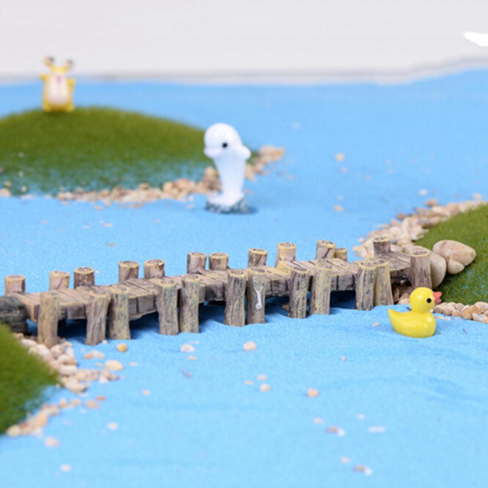 Mini-Holzbrücke, Mikrolandschaft, Kunstharz, Bonsai-Figuren, Feengarten-Dekorationszubehör