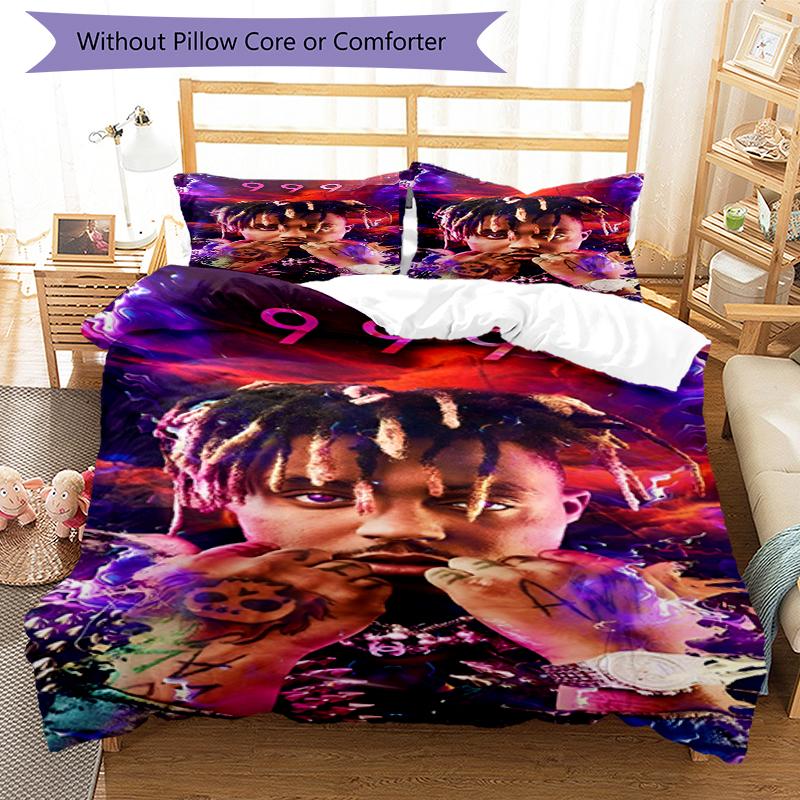 3pcs Juice WRLD Bedding Set Duvet Cover Closure Includes 1 Duvet Cover & 2 Pillowcases, Soft and Comfortable for All Seasons.