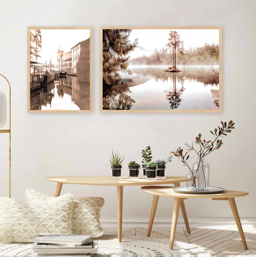 Landscape Scandinavian Nature Canvas Painting Flower Grass Beach Bird Wall Art Poster Nordic Print Modern Home Decor Picture