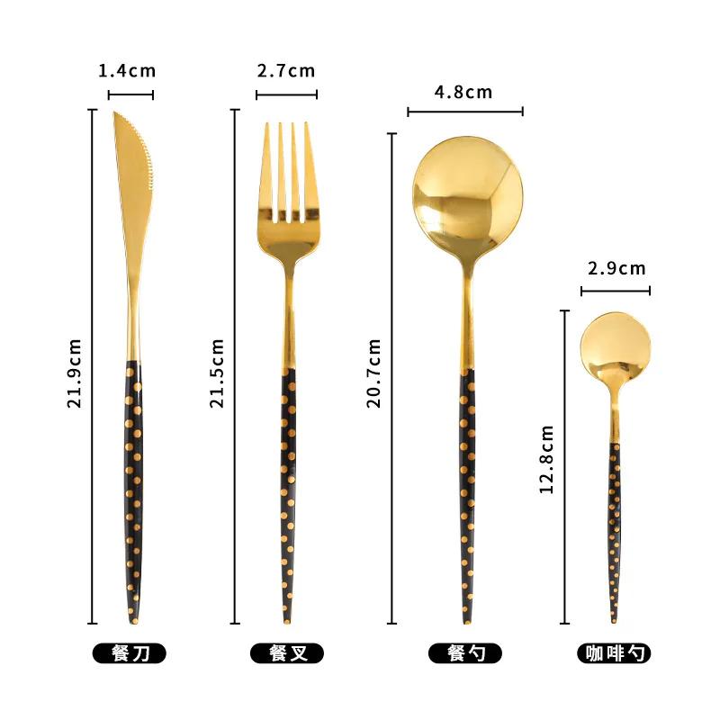 Punti Pois Creativi Nuovo Acciaio Inossidabile Stoviglie Occidentali Portoghesi Regalo Forchetta e Cucchiaio all'Ingrosso Coltello per Pasto Principale Hotel Posate