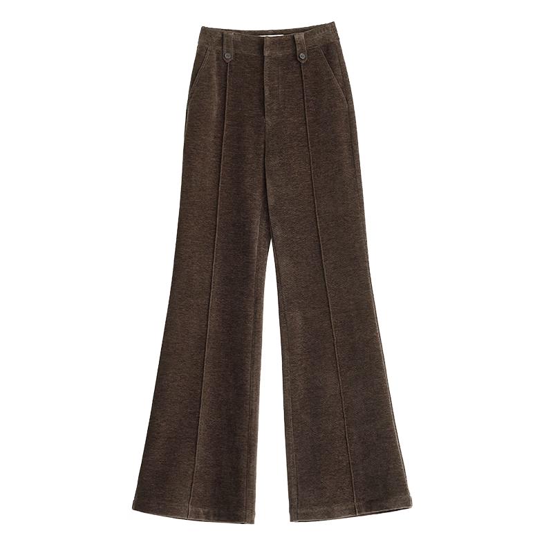 FAESSLIN Women s Chenille High-Waist Flared Pants M