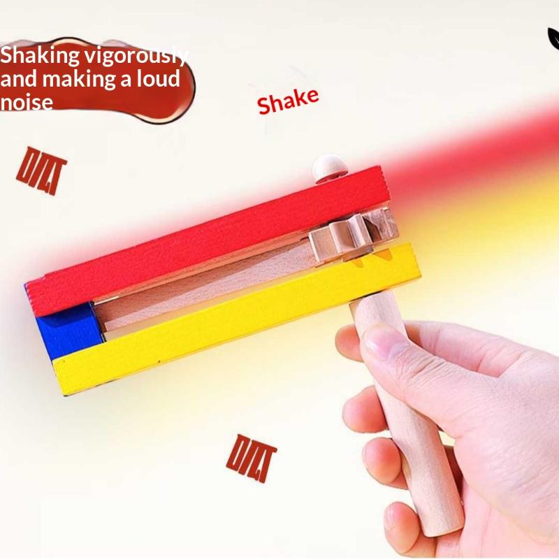 1Pc Wooden Clapper Kids Rhythm Wood Percussion Instrument Long Handle Castanet For Children Educational Musical Instrument