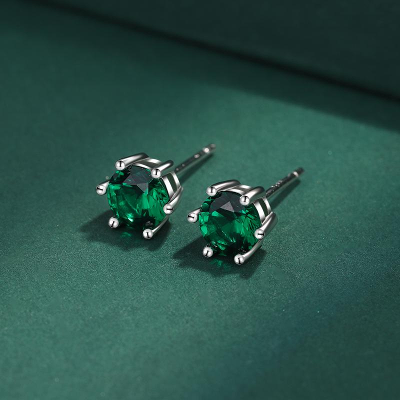 Boucles d'oreilles classiques en argent S925 avec zircon vert pour femmes, bijoux créatifs en argent sterling brillant avec zircon, bijoux de mariage, bijoux de fête