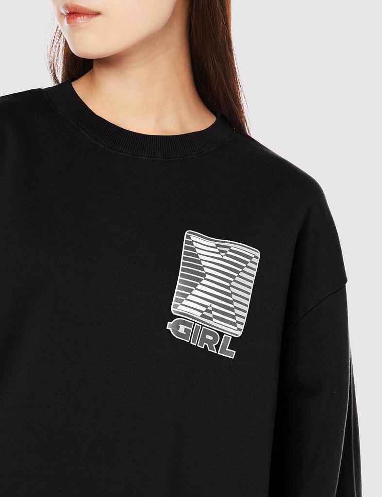 SHADE BOX LOGO SWEAT Size L X-girl TOP, Women's, Black,