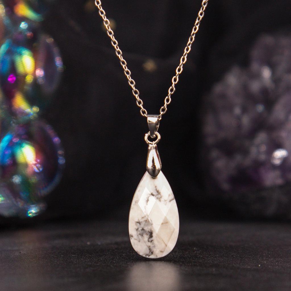 Natural Crystal Pendant, Blue Gold, Amethyst, Cut Surface, Long Water Droplet Necklace, jewelry,Christmas Gift, Valentine's Day Gift, Birthday Gift
