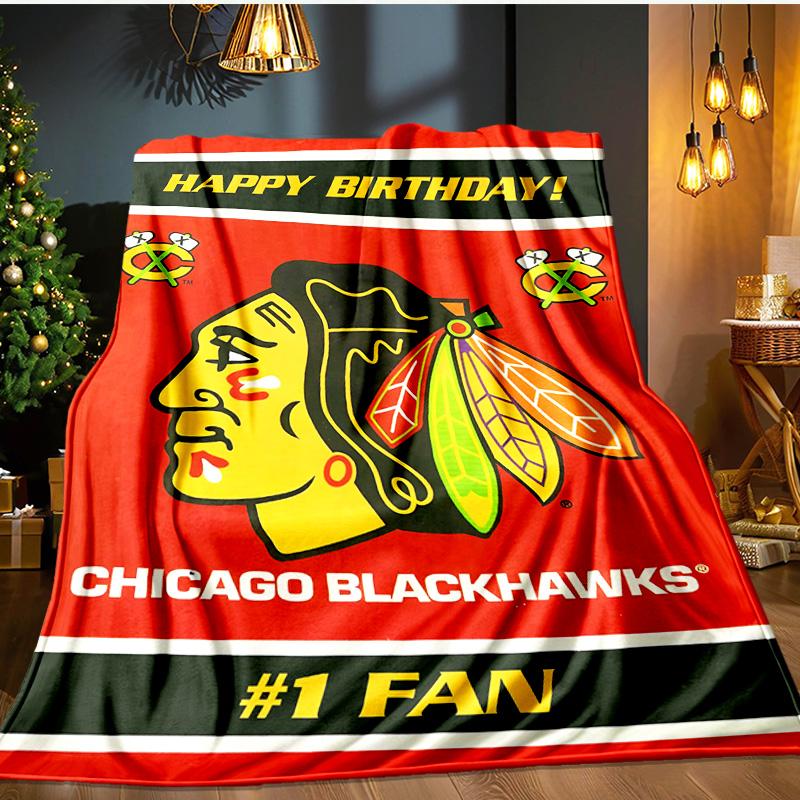 Chicago Hockey Decke Flanell Überwurf für Sofa, Innenbereich, Camping, Wohnzimmer, Büro, Stuhl und Bett Weiches Geburtstagsgeschenk