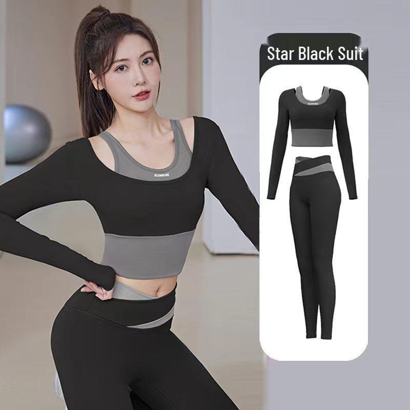 

Spring Color Block Two-Piece Yoga Set - Long Length Fitness Apparel M