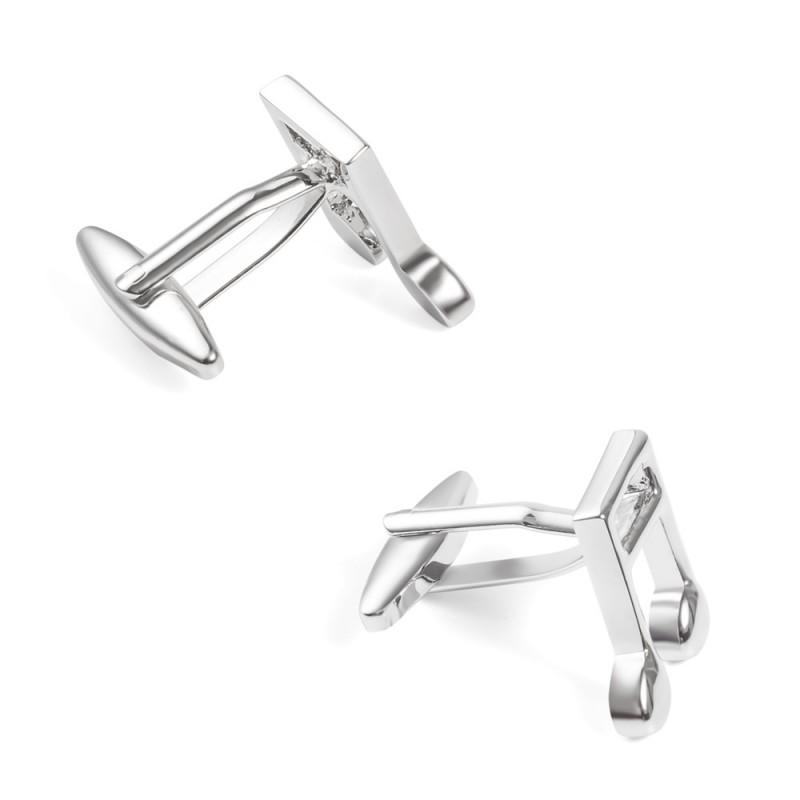 Music Note Electroplated Silver Metal Cufflinks Men's French