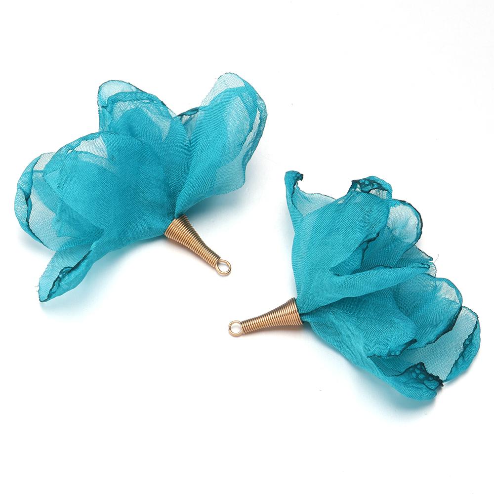 10pcs 5cm Mesh Chiffon Flower Earrings Pendant Colorful Flower Charms For DIY Jewelry Making Crafts Earrings Keychain Supplies