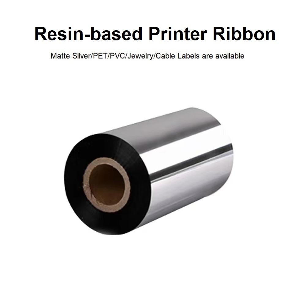 Black Resin-based Printer Ribbon Rolls 40-110mm Matte Silver Self-adhesive Labels Thermal Transfer Ribbon Replace Ricoh B110CR (Black,110mmx70M (12.5mm))