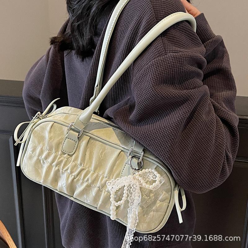 Foreign style bag women's 2025 new fashion high-end bowling handbag ins versatile shoulder messenger bag