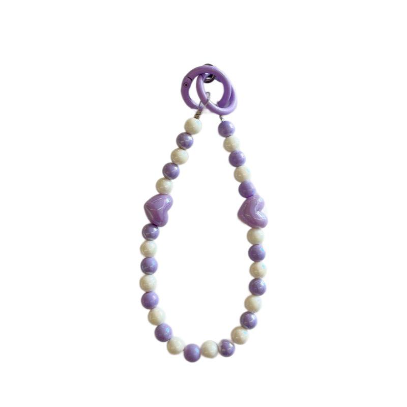 Bunte Perlenherz-Kette Umhänge-Handystrap - Verlustsicher, Passt für alle Hüllen