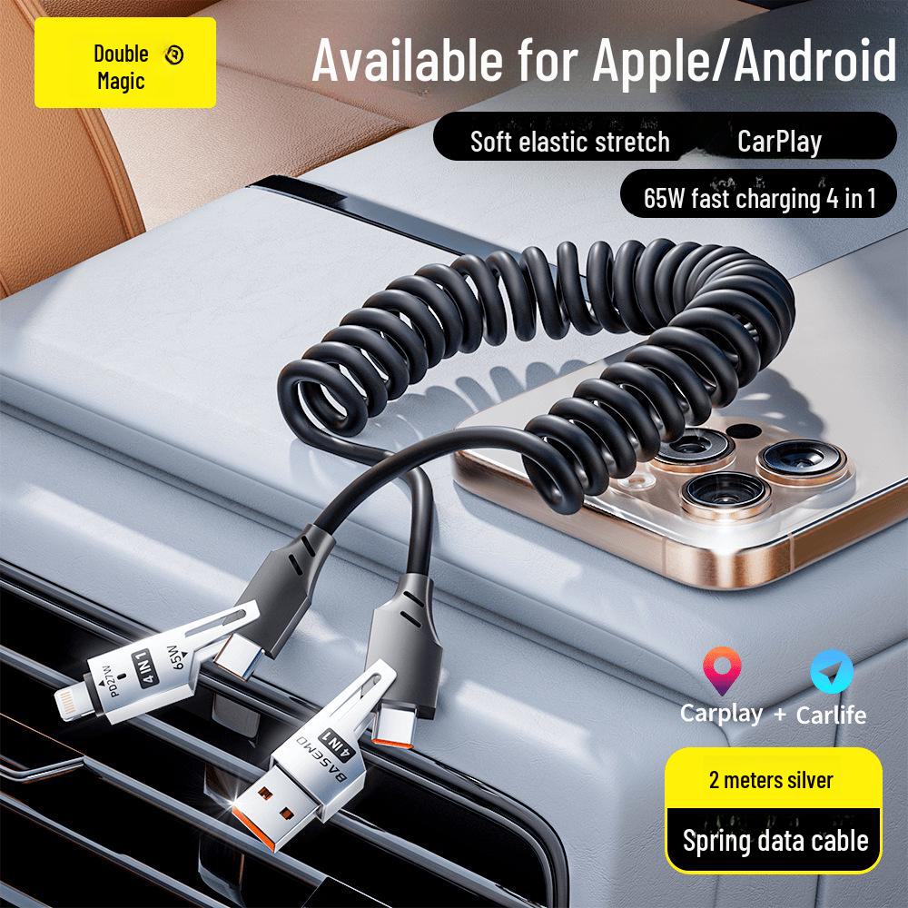 

[True PD65W+27W] Телескопическое зарядное устройство 4-в-1 Double Magic Spring 65 Вт для Apple, Huawei, iPhone 16