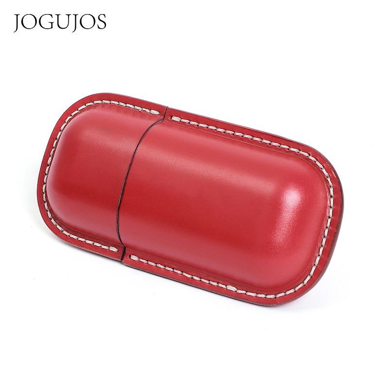 JOGUJOS Genuine Leather Glasses Case Retro Sunglasses Sunglasses Universal Cowhide Glasses Bag Portable Anti-pressure Glasses Case