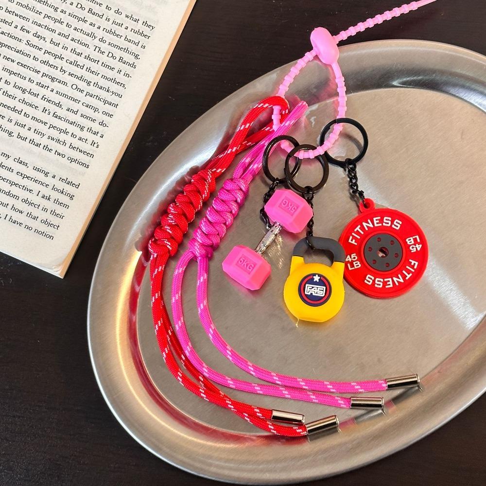 Mini Barbell Plates Key Chain Colorful Simulation Dumbbells Keyring Fitness Series Pendant  Gifts