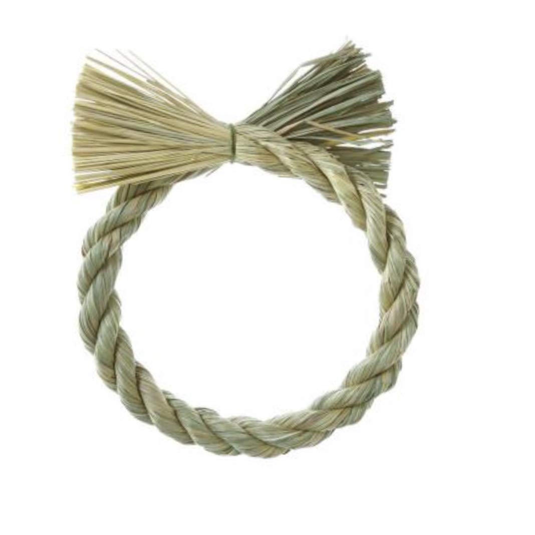 

PURIZA Shimenawa Straw Wreath, Marble Green, 22cm