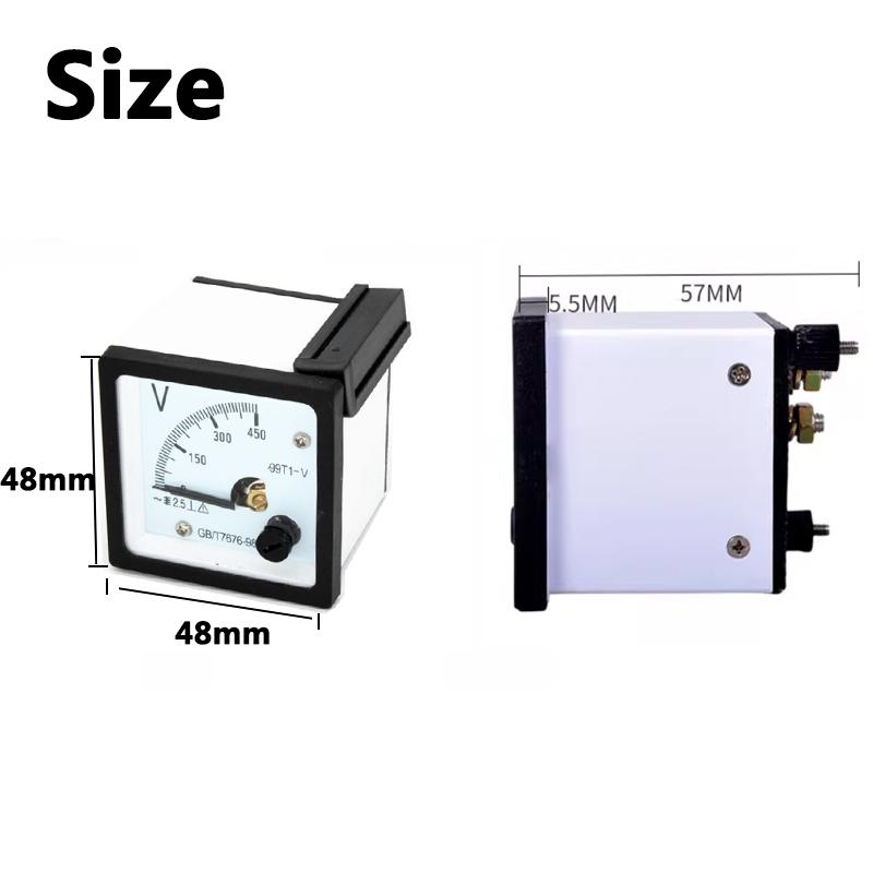 99T1 AC Voltmeter Pointer AC Voltage Measuring Instrument 100V 250V 300V 450V 500V Size 48mm * 48mm