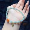 Exquisite Blue Water Jade Gourd & Leaf Bracelet: Versatile Women's Fashion Accessory