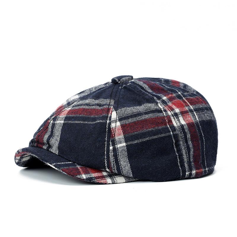 Bavlněný baret Pánská malířská čepice Newsboy čepice Klobouk Rybí kost Osmihranný klobouk