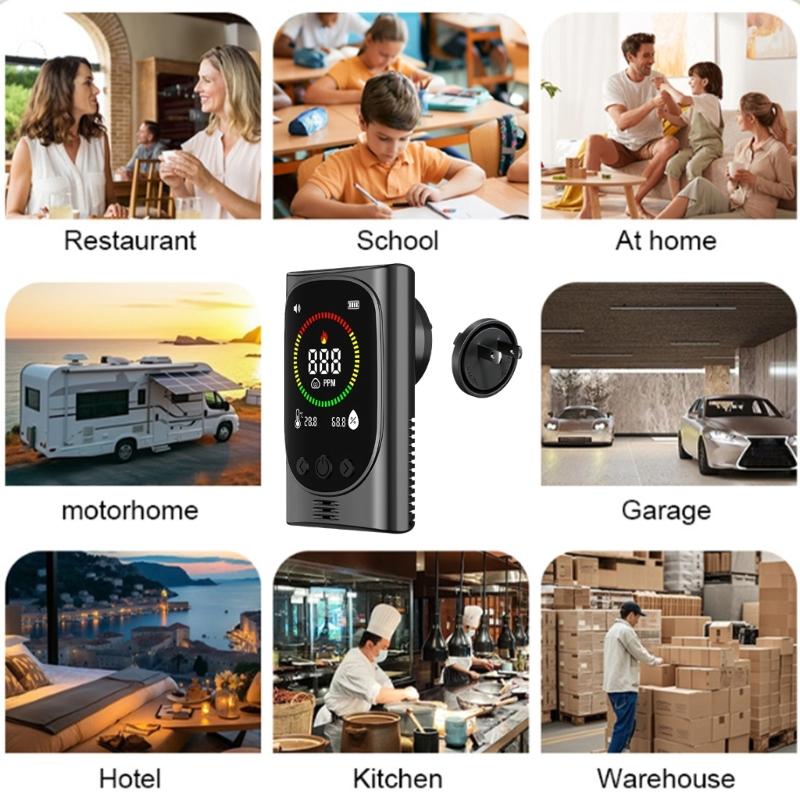 Multifunction Plugs In Combustible Gas Leak Alarm With Carbon Monoxide Detections Realtime Temperature Humidity Display