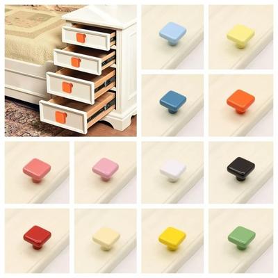Retro Ceramic Cabinet Knob Colorful Single Hole Handle Cute Drawer Pull Handles