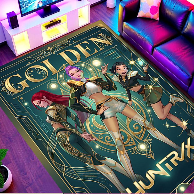 KPop Demon Hunters Print Rug, Washable Floor Carpet, For Entryway Dorm Laundry Room Office Study, Home Decor Birthday Christmas Gift
